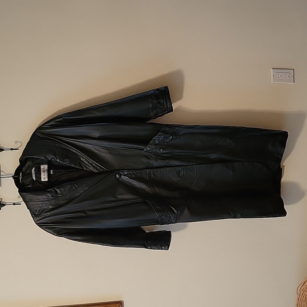 Unisex Leather Trench Coat, S